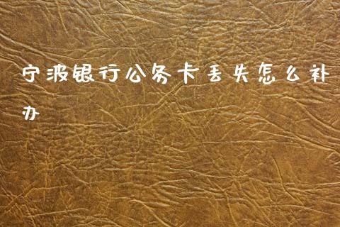 宁波银行公务卡丢失怎么补办_https://www.fsyjjx.cn_股指期货_第1张
