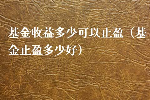 基金收益多少可以止盈（基金止盈多少好）_https://www.fsyjjx.cn_问财精选_第1张