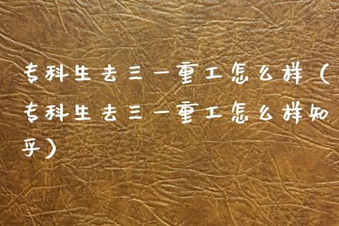 专科生去三一重工怎么样（专科生去三一重工怎么样知乎）_https://www.fsyjjx.cn_股指期货_第1张