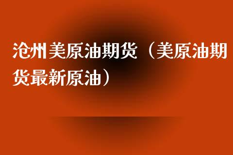 沧州美原油期货（美原油期货最新原油）_https://www.fsyjjx.cn_期货资讯_第1张
