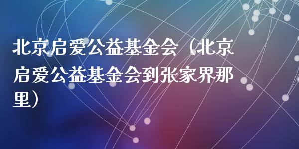 北京启爱公益基金会（北京启爱公益基金会到张家界那里）_https://www.fsyjjx.cn_问财精选_第1张