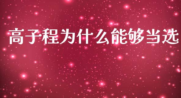 高子程为什么能够当选_https://www.fsyjjx.cn_股票指导_第1张