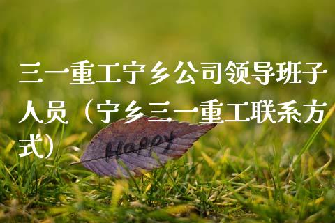 三一重工宁乡公司领导班子人员（宁乡三一重工联系方式）_https://www.fsyjjx.cn_股指期货_第1张
