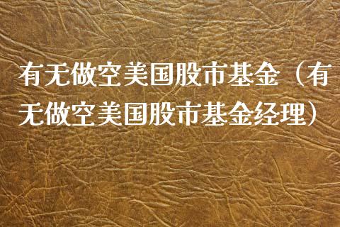 有无做空美国股市基金（有无做空美国股市基金经理）_https://www.fsyjjx.cn_理财资讯_第1张