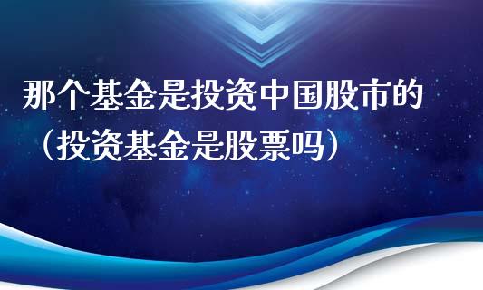 那个基金是投资中国股市的（投资基金是股票吗）_https://www.fsyjjx.cn_问财精选_第1张