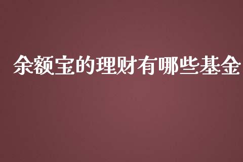 余额宝的理财有哪些基金_https://www.fsyjjx.cn_问财精选_第1张