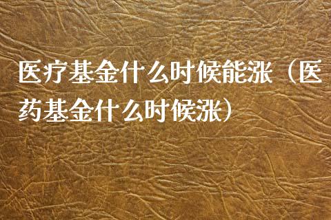 医疗基金什么时候能涨（医药基金什么时候涨）_https://www.fsyjjx.cn_理财资讯_第1张