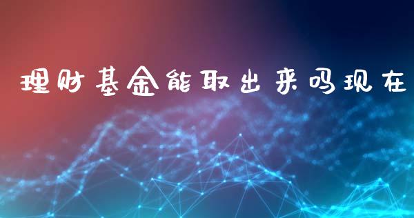 理财基金能取出来吗现在_https://www.fsyjjx.cn_理财资讯_第1张
