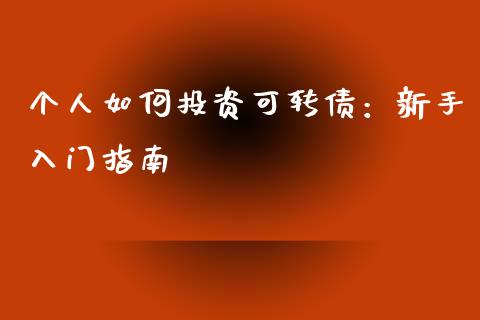 个人如何投资可转债：新手入门指南_https://www.fsyjjx.cn_期货在线_第1张