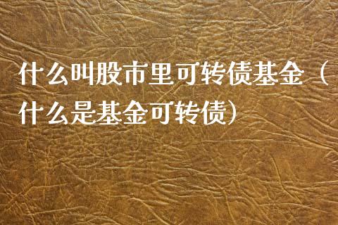 什么叫股市里可转债基金（什么是基金可转债）_https://www.fsyjjx.cn_理财资讯_第1张