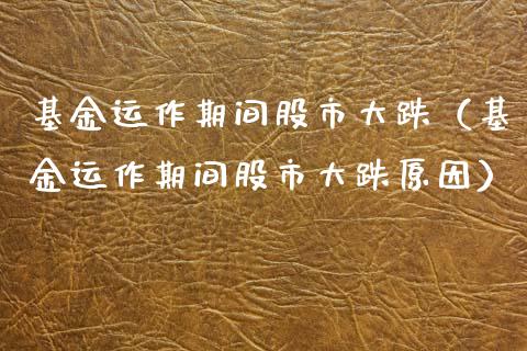 基金运作期间股市大跌（基金运作期间股市大跌原因）_https://www.fsyjjx.cn_问财精选_第1张