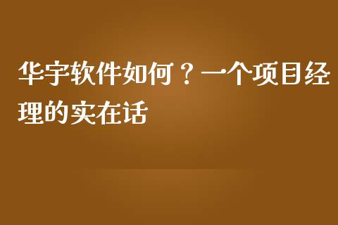 华宇软件如何？一个项目经理的实在话_https://www.fsyjjx.cn_期货资讯_第1张