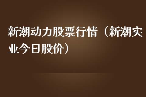 新潮动力股票行情（新潮实业今日股价）_https://www.fsyjjx.cn_股指期货_第1张