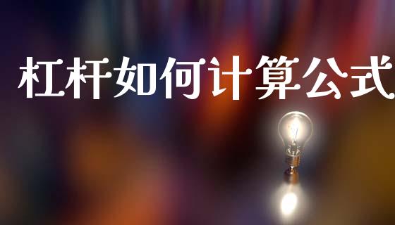 杠杆如何计算公式_https://www.fsyjjx.cn_股市分析_第1张