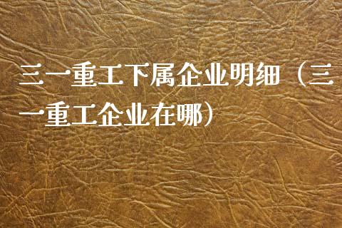 三一重工下属企业明细（三一重工企业在哪）_https://www.fsyjjx.cn_股市分析_第1张