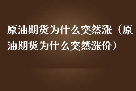原油期货为什么突然涨（原油期货为什么突然涨价）_https://www.fsyjjx.cn_期货资讯_第1张