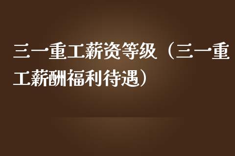 三一重工薪资等级（三一重工薪酬福利待遇）_https://www.fsyjjx.cn_股指期货_第1张