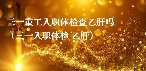三一重工入职体检查乙肝吗（三一入职体检 乙肝）_https://www.fsyjjx.cn_股指期货_第1张