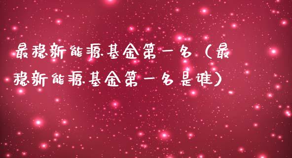 最稳新能源基金第一名（最稳新能源基金第一名是谁）_https://www.fsyjjx.cn_理财资讯_第1张