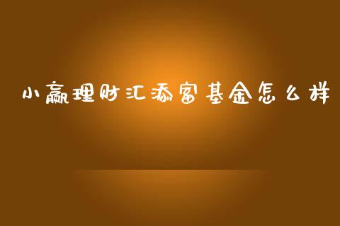 小赢理财汇添富基金怎么样_https://www.fsyjjx.cn_理财资讯_第1张