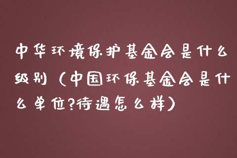 中华环境保护基金会是什么级别（中国环保基金会是什么单位?待遇怎么样）_https://www.fsyjjx.cn_理财资讯_第1张
