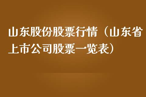 山东股份股票行情（山东省上市公司股票一览表）_https://www.fsyjjx.cn_股票指导_第1张