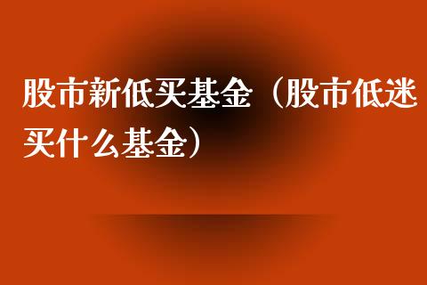 股市新低买基金（股市低迷买什么基金）_https://www.fsyjjx.cn_理财资讯_第1张