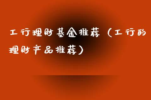 工行理财基金推荐（工行的理财产品推荐）_https://www.fsyjjx.cn_问财精选_第1张