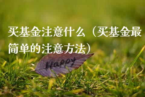 买基金注意什么（买基金最简单的注意方法）_https://www.fsyjjx.cn_理财资讯_第1张