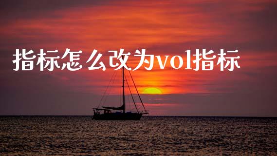 指标怎么改为vol指标_https://www.fsyjjx.cn_问财精选_第1张