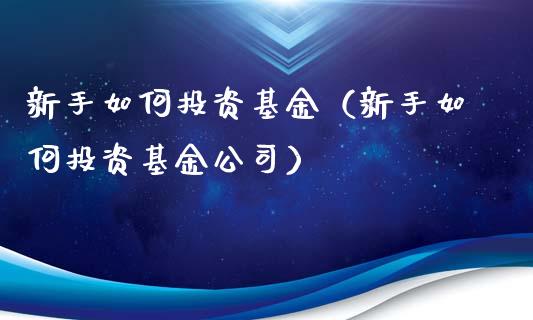 新手如何投资基金（新手如何投资基金公司）_https://www.fsyjjx.cn_理财资讯_第1张