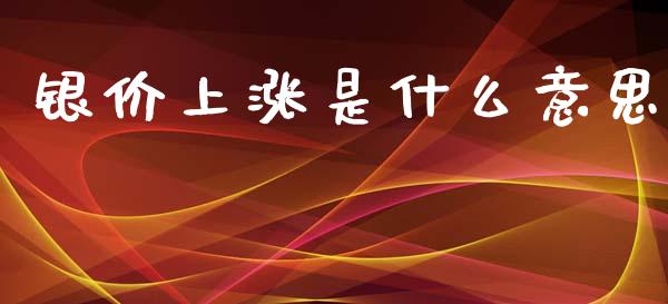 银价上涨是什么意思_https://www.fsyjjx.cn_期货资讯_第1张