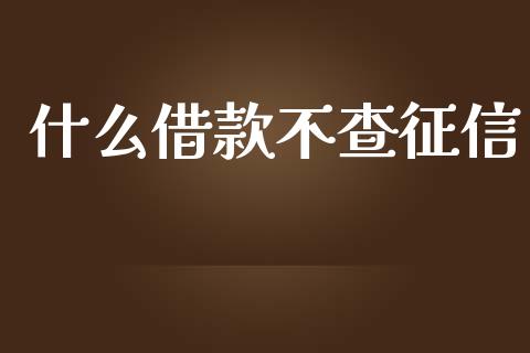 什么借款不查征信_https://www.fsyjjx.cn_理财资讯_第1张