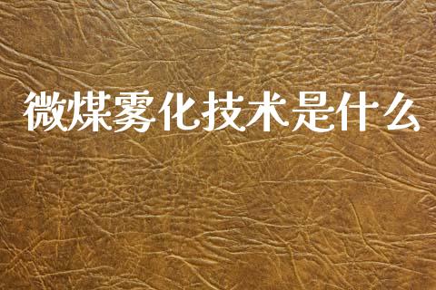 微煤雾化技术是什么_https://www.fsyjjx.cn_期货资讯_第1张