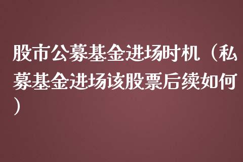 股市公募基金进场时机（私募基金进场该股票后续如何）_https://www.fsyjjx.cn_理财资讯_第1张