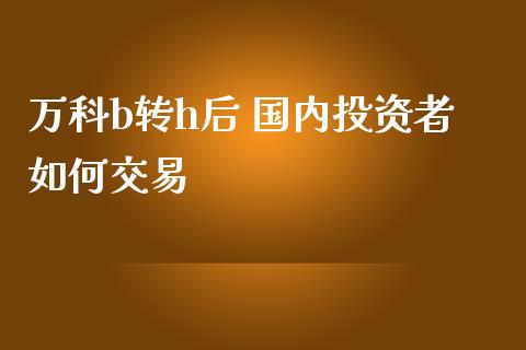 万科b转h后 国内投资者如何交易_https://www.fsyjjx.cn_股指期货_第1张