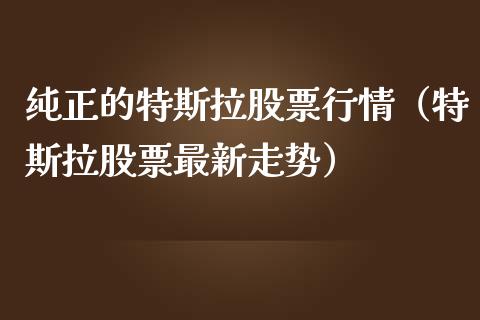 纯正的特斯拉股票行情（特斯拉股票最新走势）_https://www.fsyjjx.cn_股指期货_第1张