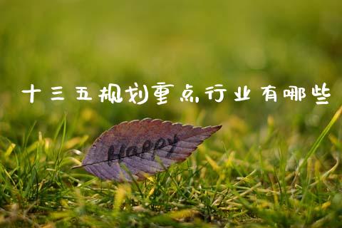 十三五规划重点行业有哪些_https://www.fsyjjx.cn_股指期货_第1张