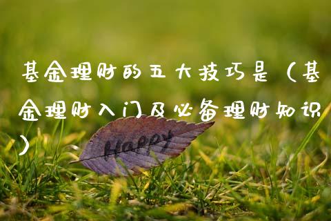 基金理财的五大技巧是（基金理财入门及必备理财知识）_https://www.fsyjjx.cn_问财精选_第1张