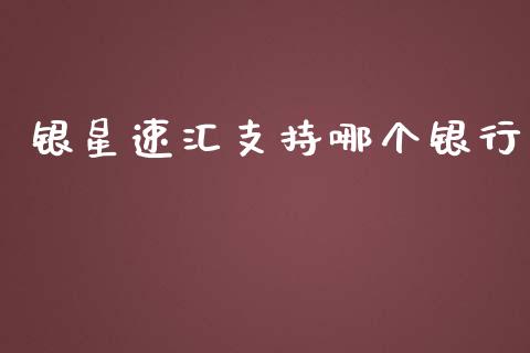 银星速汇支持哪个银行_https://www.fsyjjx.cn_期货资讯_第1张