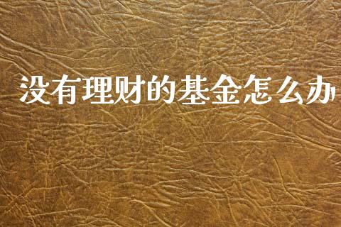 没有理财的基金怎么办_https://www.fsyjjx.cn_问财精选_第1张