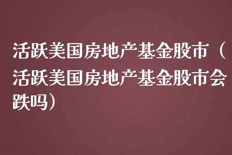 活跃美国房地产基金股市（活跃美国房地产基金股市会跌吗）_https://www.fsyjjx.cn_理财资讯_第1张