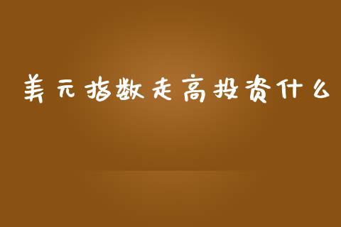 美元指数走高投资什么_https://www.fsyjjx.cn_期货在线_第1张