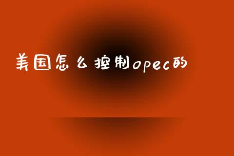 美国怎么控制opec的_https://www.fsyjjx.cn_理财资讯_第1张