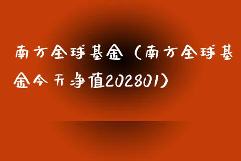 南方全球基金（南方全球基金今天净值202801）_https://www.fsyjjx.cn_问财精选_第1张