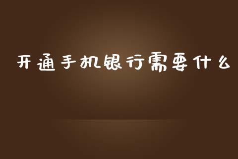 开通手机银行需要什么_https://www.fsyjjx.cn_股票指导_第1张