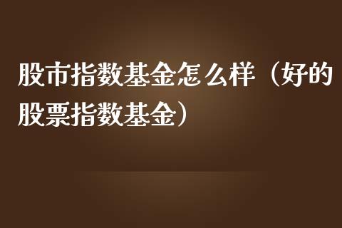股市指数基金怎么样（好的股票指数基金）_https://www.fsyjjx.cn_理财资讯_第1张