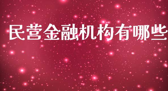 民营金融机构有哪些_https://www.fsyjjx.cn_问财精选_第1张