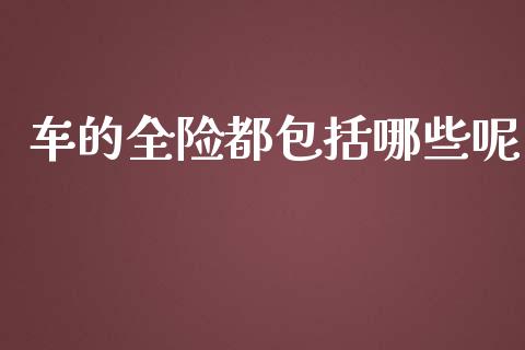 车的全险都包括哪些呢_https://www.fsyjjx.cn_期货研报_第1张