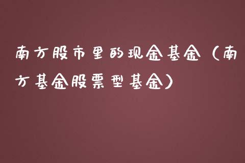 南方股市里的现金基金（南方基金股票型基金）_https://www.fsyjjx.cn_理财资讯_第1张